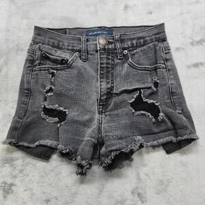 Aeropostale Shorts Womens 00 Faded‎ Black Aero Cheeky Short Ripped Distressed